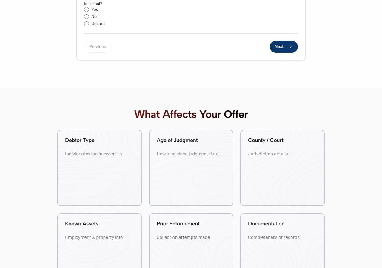 Sell Your Texas Judgment website detail 2