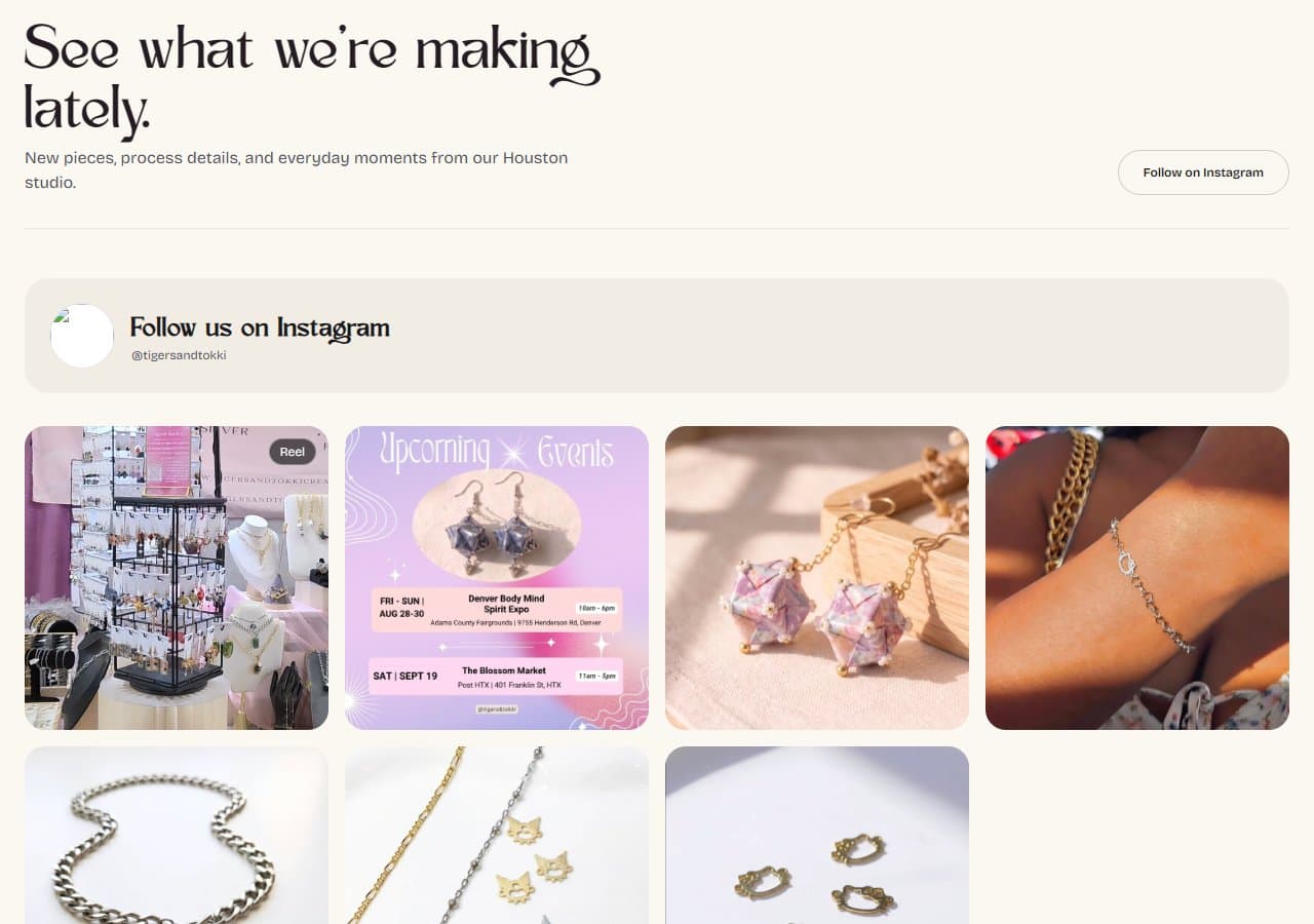 Tigers & Tokki website detail 2