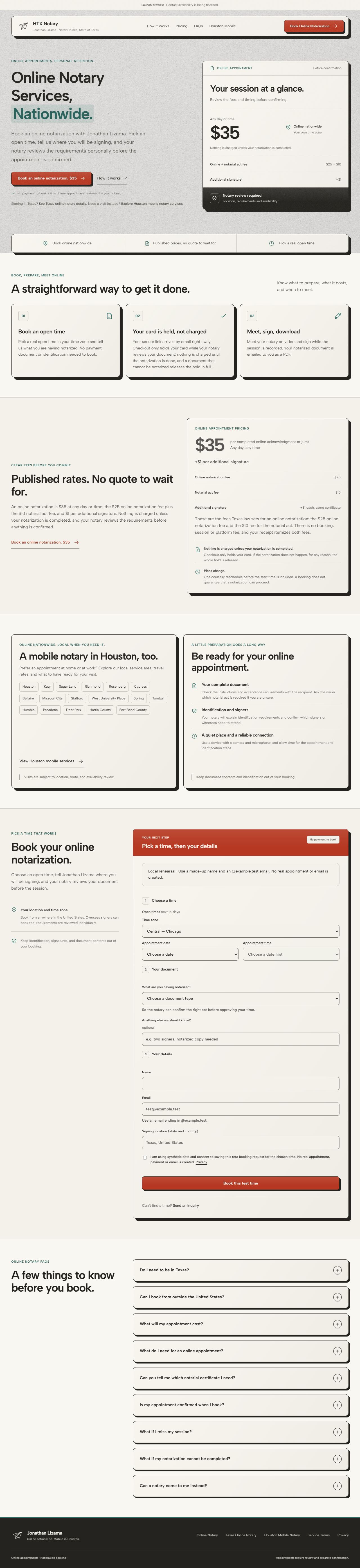HTX Notary website captured for the Quanta Labs project showcase