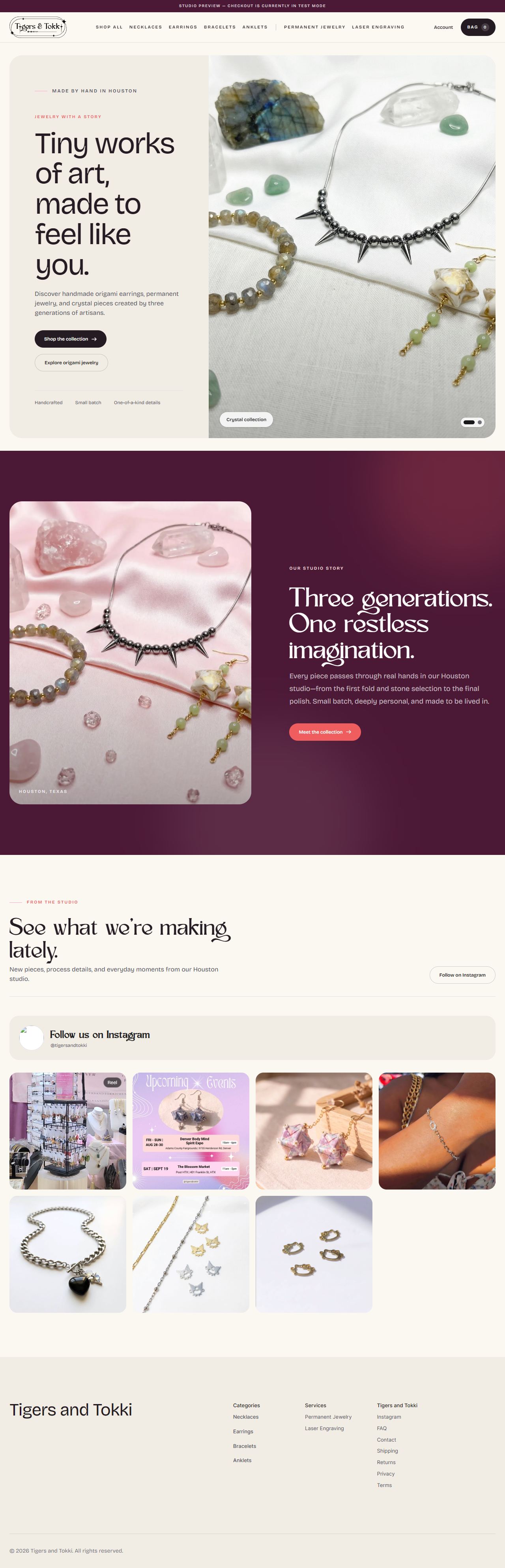 Tigers & Tokki website captured for the Quanta Labs project showcase